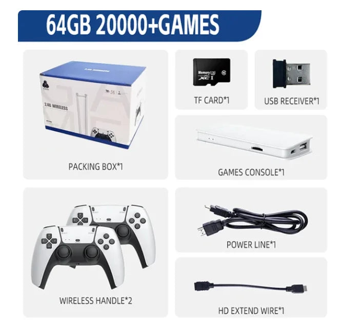 M15 Game Stick Pro Mini-TV-Handheld-Spielkonsole Drahtlose Gamepads Videospiel 64G 20000+ Retro-Spiel für PS1 NES SNES