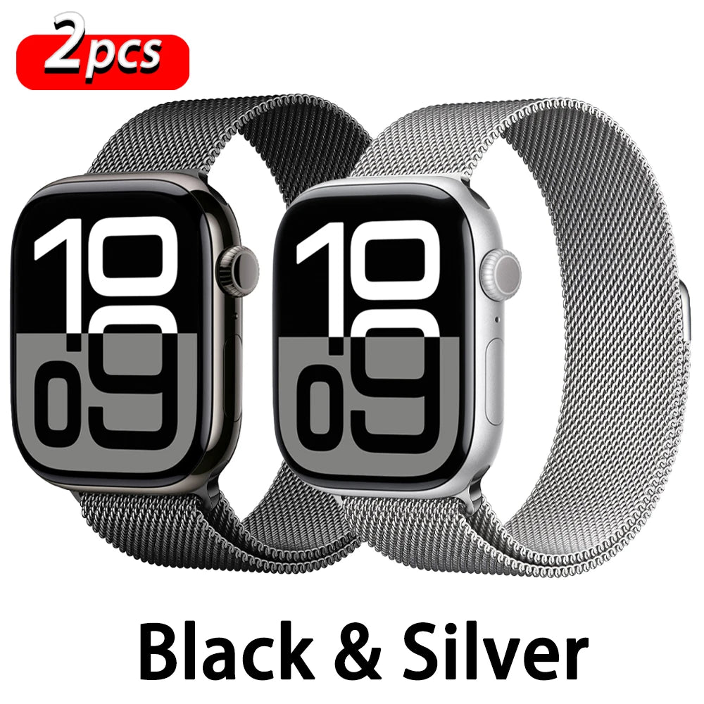 Milanaise-Armband für Apple Watch – kompatibel mit 46 mm, 44 mm, 45 mm, 40 mm, 42 mm, 41 mm, 38 mm, 49 mm – Edelstahlarmband für iWatch Series 10 Ultra 2, 9, 8, SE, 7, 6, 5