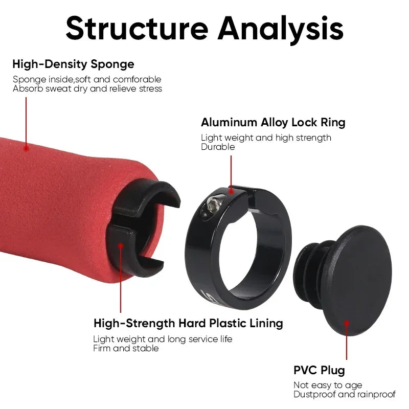 BUCKLOS – Weiche Schwamm-Lenkergriffe für Mountainbikes Lenkerendkappen, bequeme Griffe, MTB-Zubehör