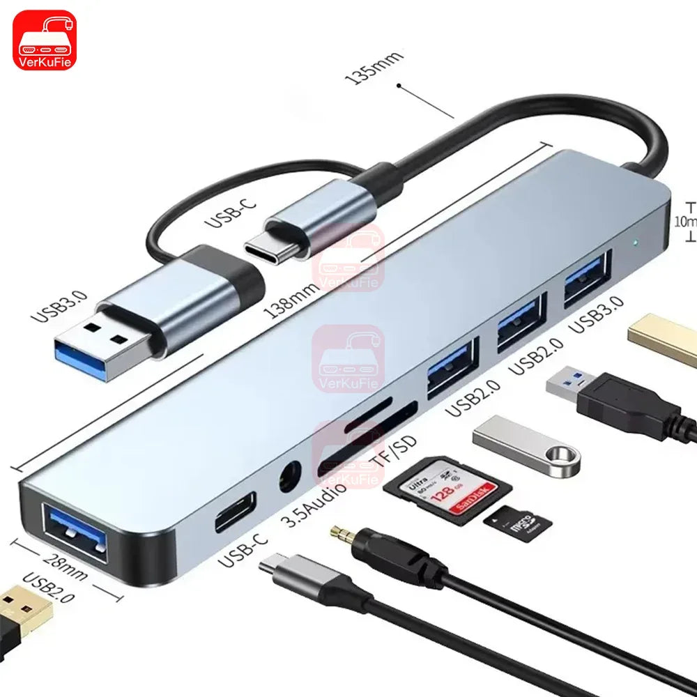 8-in-1 USB-C Hub — 4K HDMI, Card Reader & Fast Charging