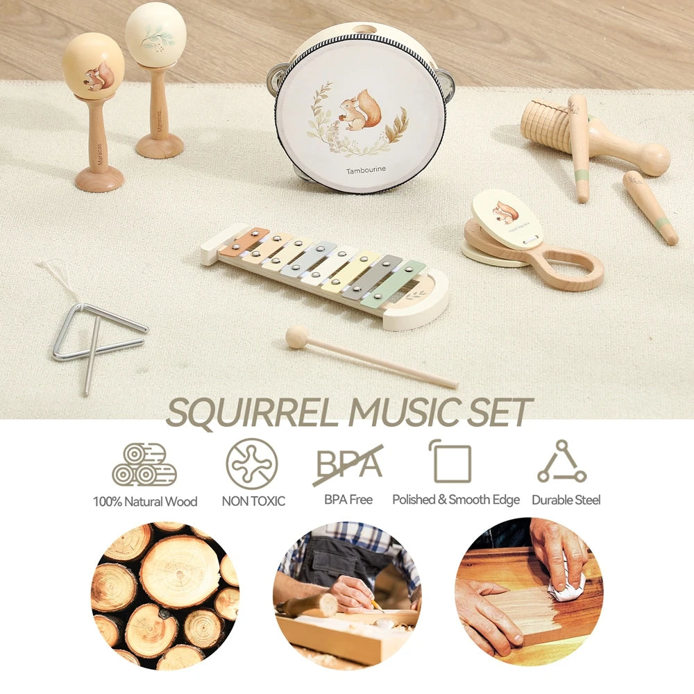 Musikinstrumente Montessori Musik Baby 0–12 Monate Spielzeug Trommel Xylophon Kinder Frühpädagogische Holzspielzeuge Babyspielzeug