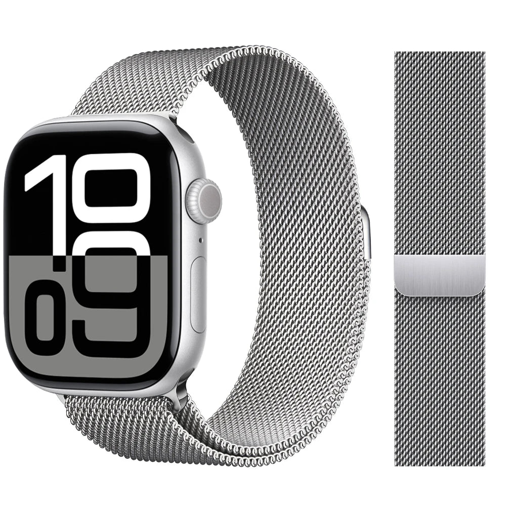 Milanaise-Armband für Apple Watch – kompatibel mit 46 mm, 44 mm, 45 mm, 40 mm, 42 mm, 41 mm, 38 mm, 49 mm – Edelstahlarmband für iWatch Series 10 Ultra 2, 9, 8, SE, 7, 6, 5