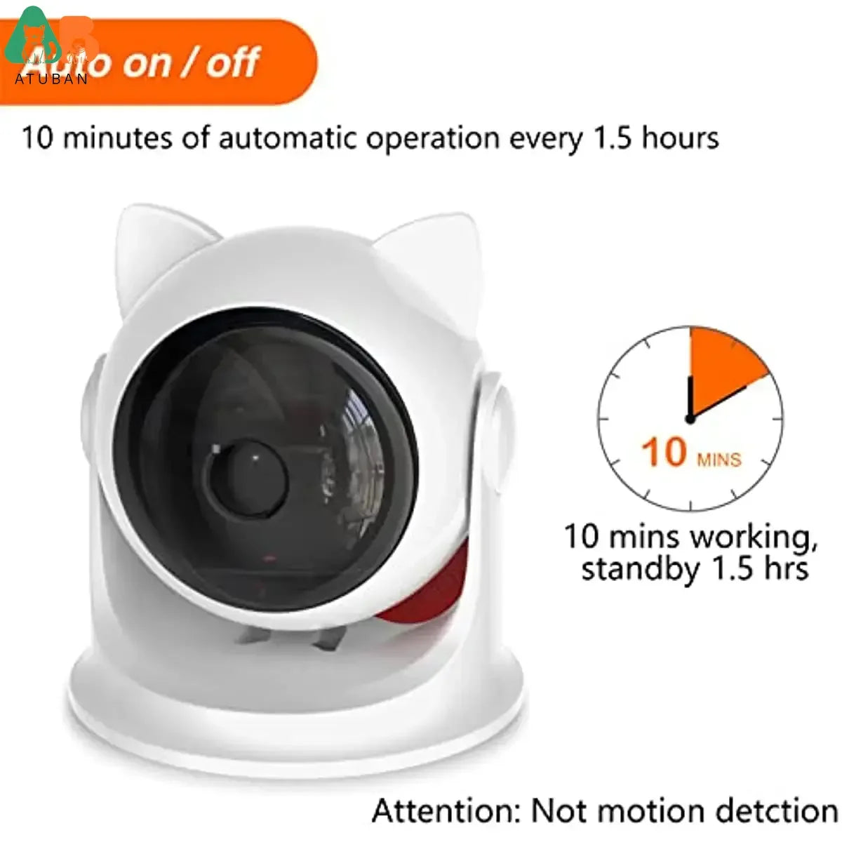 Automatisches Laserspielzeug für Katzen von ATUBAN – Interaktives Katzenspielzeug für Wohnungskatzen/Kätzchen/Hunde, mit schnellem/niedrigem Modus und einstellbaren Kreisbahnen