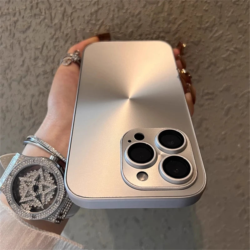 Luxus-Hülle mit Laser-Aurora-CD-Muster, matt, für iPhone 16 15 14 13 12 11 Pro Max 16 Plus, weiche Stoßstange, stoßfeste Panzerung, harte Abdeckung