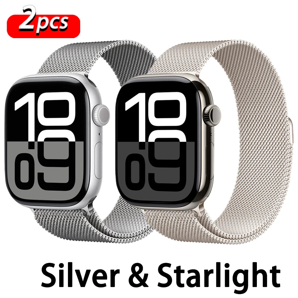 Milanaise-Armband für Apple Watch – kompatibel mit 46 mm, 44 mm, 45 mm, 40 mm, 42 mm, 41 mm, 38 mm, 49 mm – Edelstahlarmband für iWatch Series 10 Ultra 2, 9, 8, SE, 7, 6, 5