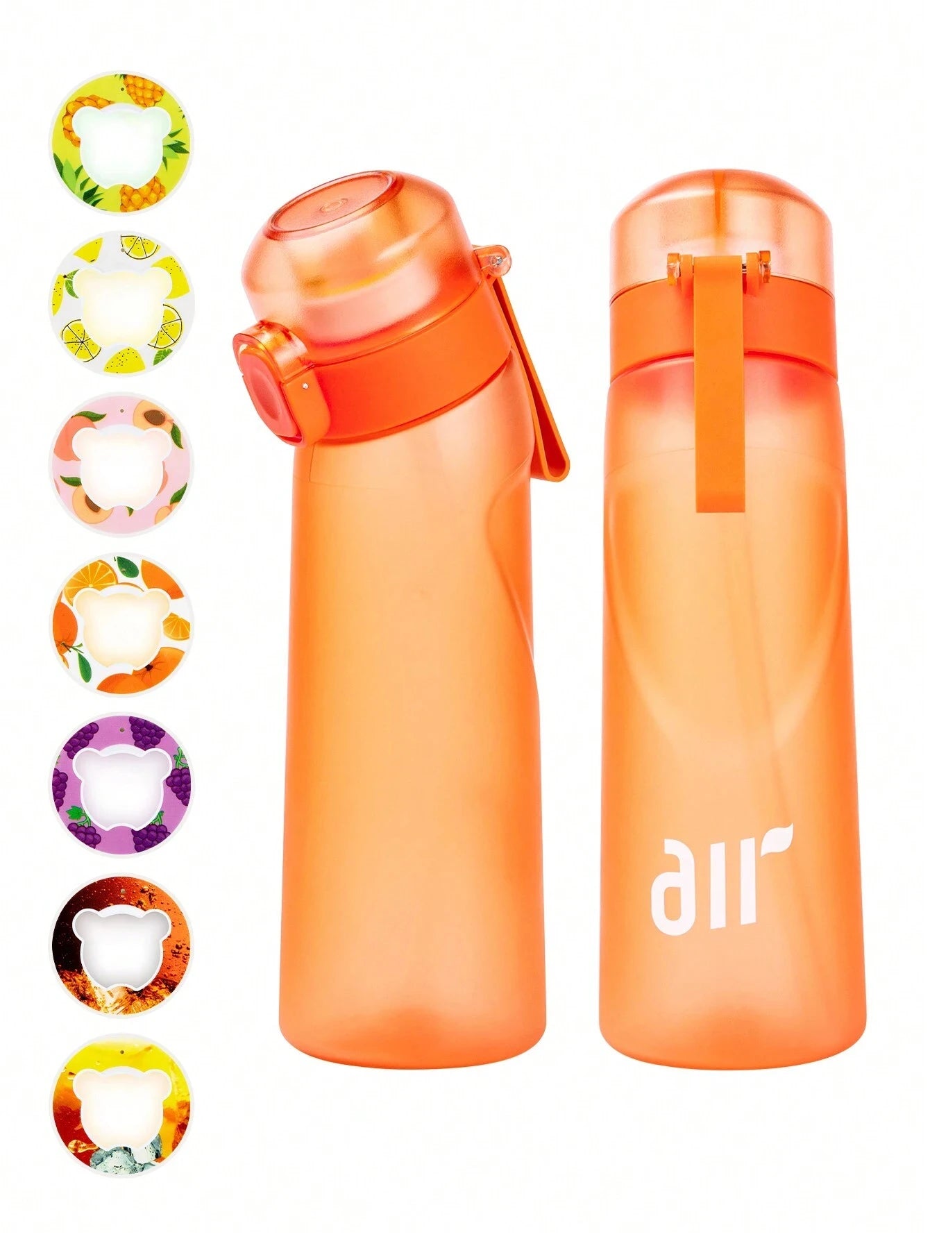 1× Air-Wasserflasche mit 1× Geschmackspod (zufälliger Geschmack) – Tragbar, transparent, mit Trinkhalm, auslaufsicher, ideal für Outdoor-Sport