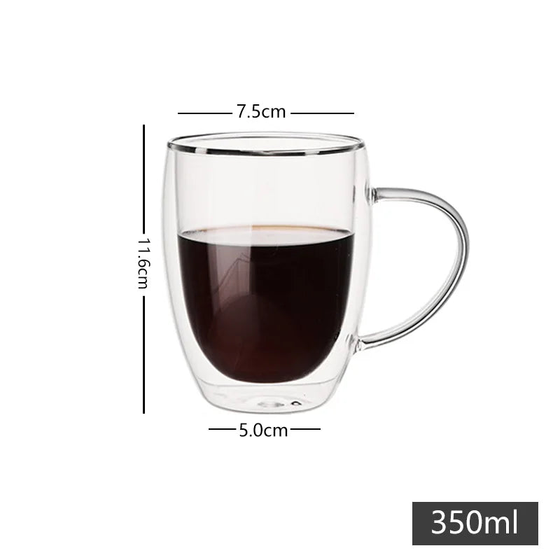 Doppelte Kaffeevase von 80–450 ml, Glasbehälter mit doppeltem Deckel für Kaffee und Milch, transparente Tasse mit Gläsern