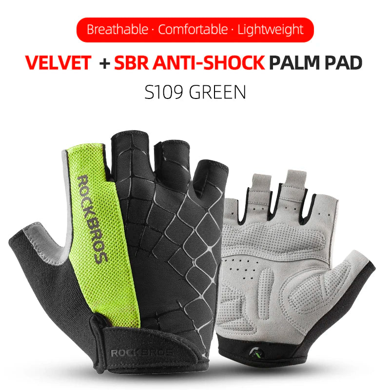 ROCKBROS Fahrradhandschuhe Halb-Finger Stoßfest Atmungsaktiv MTB Mountainbike Sporthandschuhe für Herren und Damen Kurze Handschuhe
