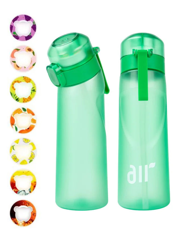 1× Air-Wasserflasche mit 1× Geschmackspod (zufälliger Geschmack) – Tragbar, transparent, mit Trinkhalm, auslaufsicher, ideal für Outdoor-Sport