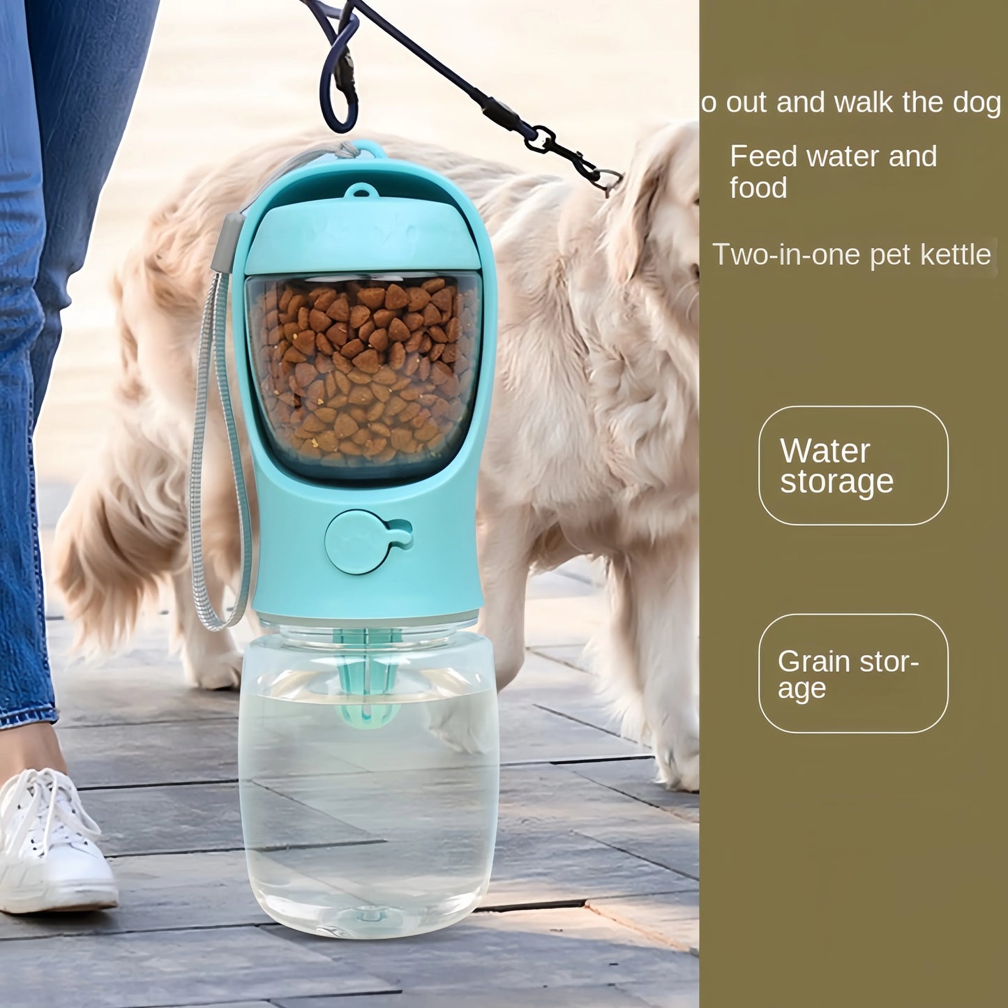 Tragbare Hunde- & Katzen-Wasserflasche mit Futter- und Wasserspeicher – Reise-Futternapf für Welpen und Haustiere – Outdoor Trinkflasche & Napf – Haustierzubehör