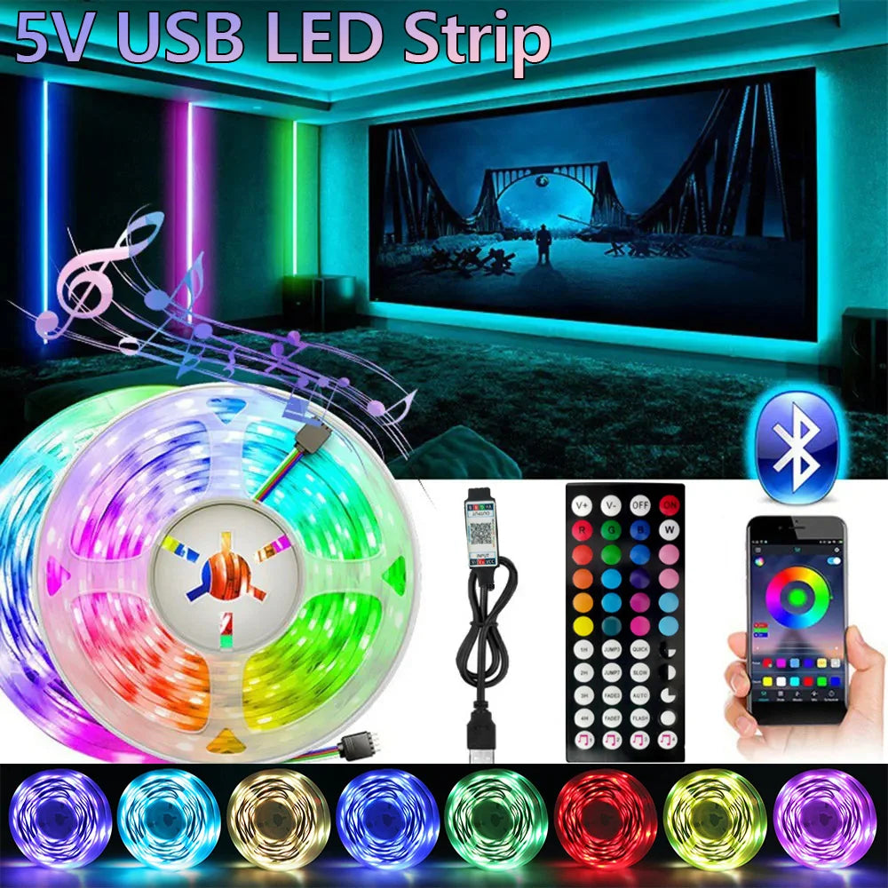 USB LED Strip Lights — Music Sync & Color Changing