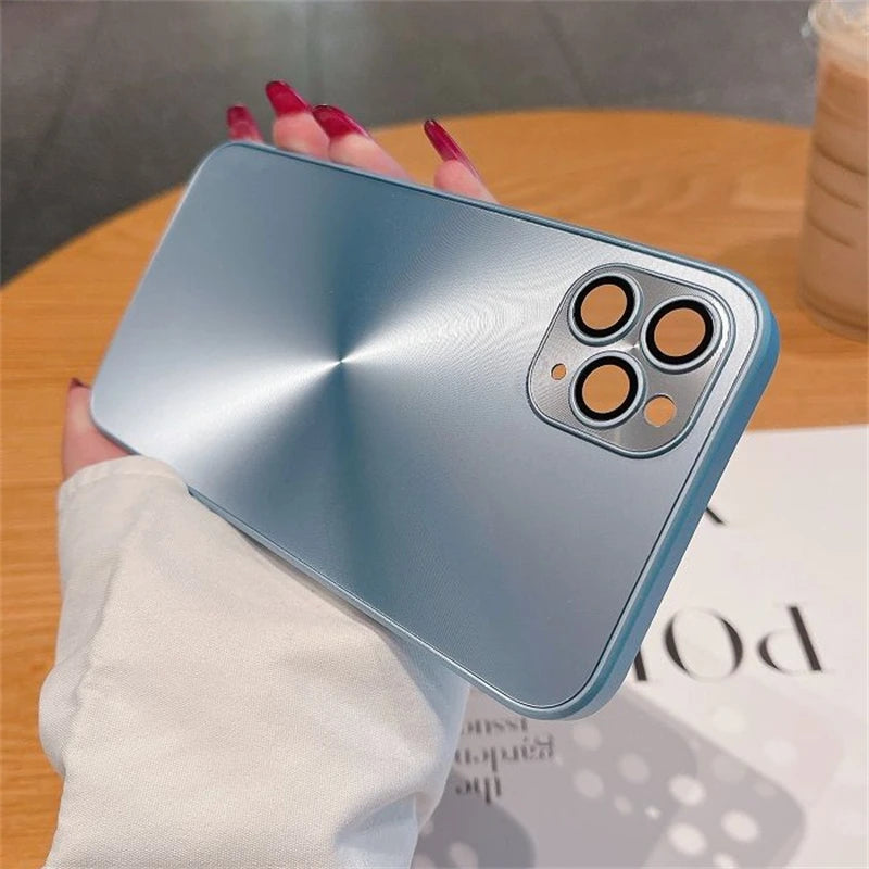 Luxus-Hülle mit Laser-Aurora-CD-Muster, matt, für iPhone 16 15 14 13 12 11 Pro Max 16 Plus, weiche Stoßstange, stoßfeste Panzerung, harte Abdeckung