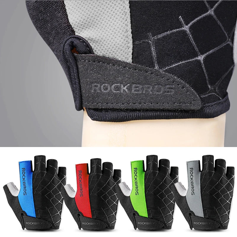 ROCKBROS Fahrradhandschuhe Halb-Finger Stoßfest Atmungsaktiv MTB Mountainbike Sporthandschuhe für Herren und Damen Kurze Handschuhe