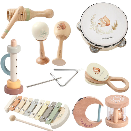 Musikinstrumente Montessori Musik Baby 0–12 Monate Spielzeug Trommel Xylophon Kinder Frühpädagogische Holzspielzeuge Babyspielzeug
