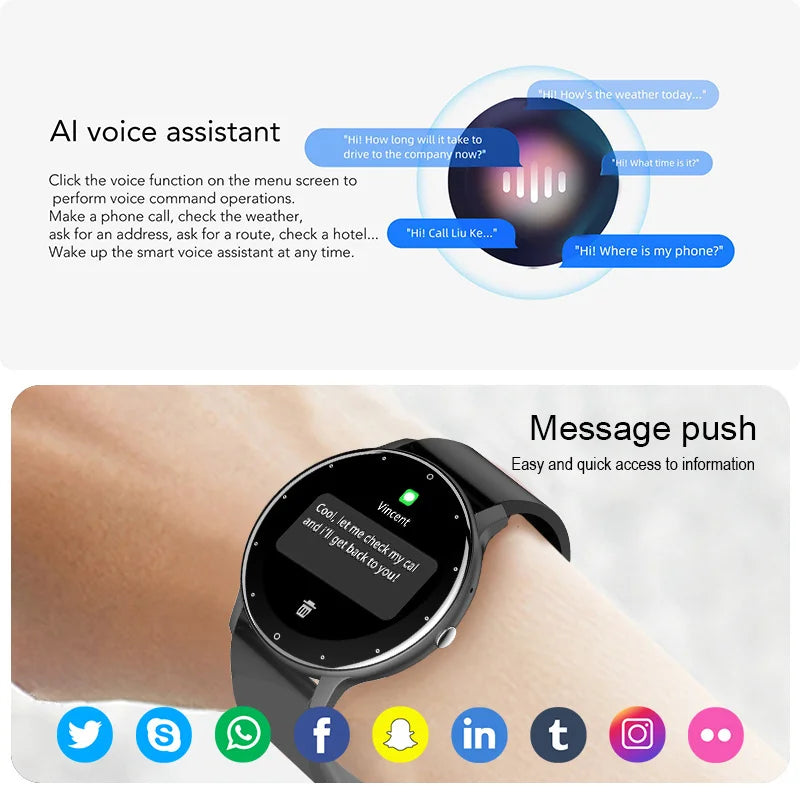 LIGE Smartwatch für Damen und Herren – Voller Touchscreen, Bluetooth 5.2, Anruffunktion, wasserdicht IP67, Sport- und Fitnesstracker, Modell ZL02 – Neu